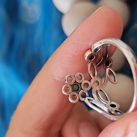 NEW Sterling Silver Multi-Stone & Flower Ring - Picture 4 of 4